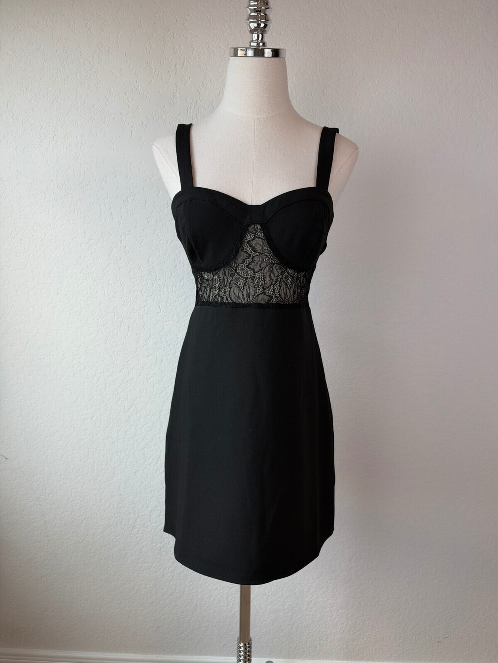 NWT H&M Black Lace Sheer Cut Out Sleeveless Mini Dress size Small Goth